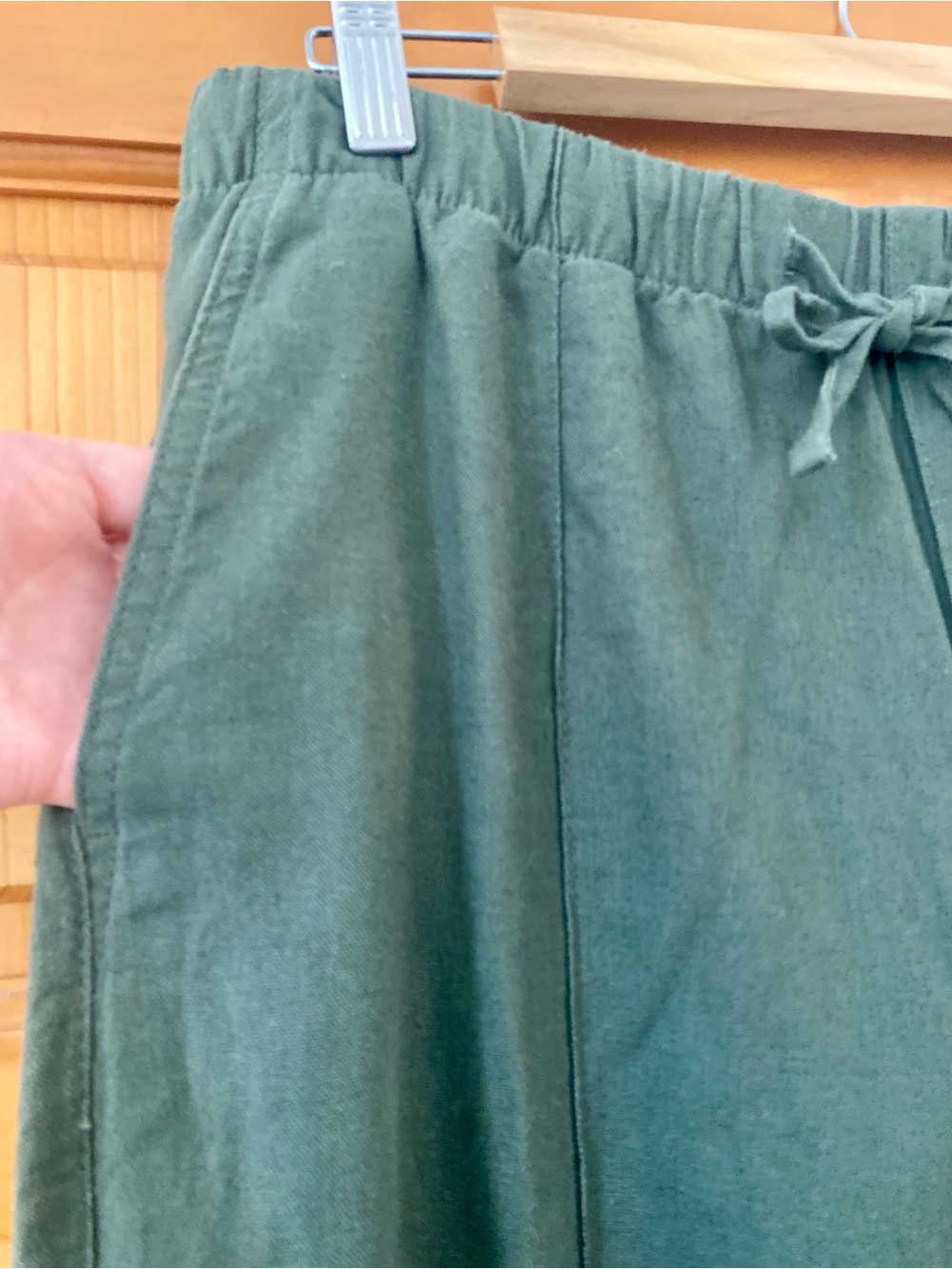 NWT GAP Olive Green Linen Blend Pull On High Rise Wide Leg Pants Med Casual Boho - Picture 2 of 14